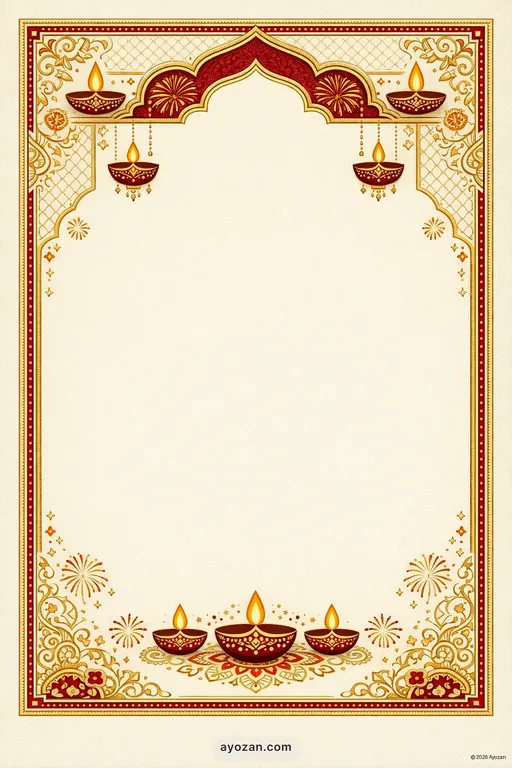 Awadhi Diwali · Classic — Awadhi Hindu Traditional Diwali invitation card design from Ayozan