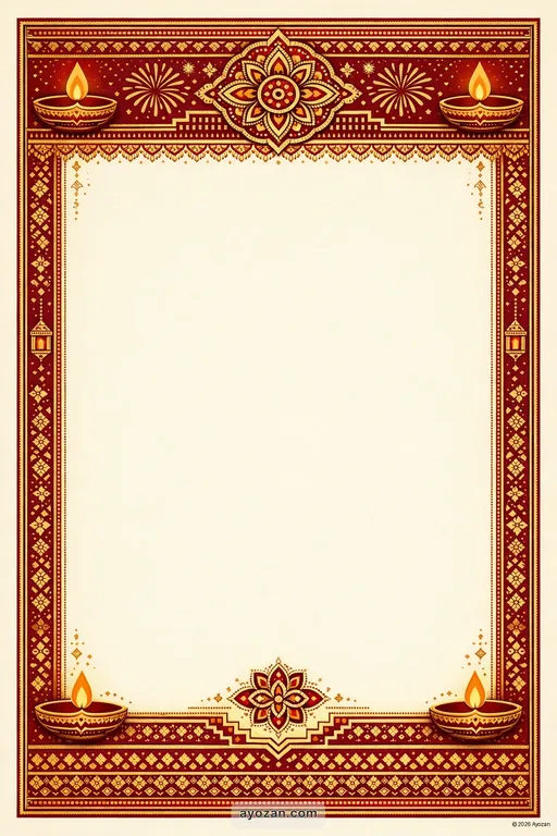 North Indian Diwali · Classic — North Indian Hindu Traditional Diwali invitation card design from Ayozan