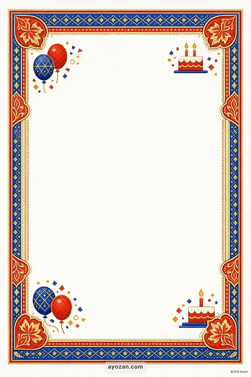 Kashmiri Birthday · Contemporary — Kashmiri Modern Birthday invitation card design from Ayozan