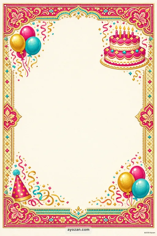 Kashmiri Birthday · Classic — Kashmiri Traditional Birthday invitation card design from Ayozan