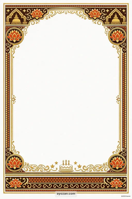 Magadhi Birthday · Classic — Magadhi Buddhist Traditional Birthday invitation card design from Ayozan