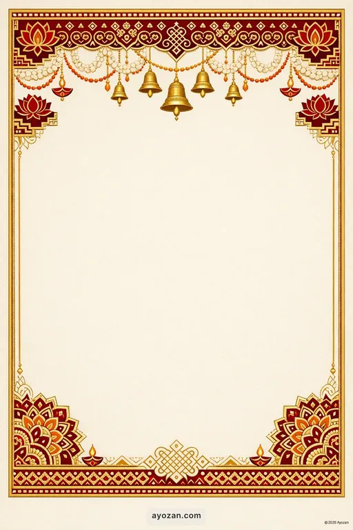 Tamil Traditional Diwali Vibrant Card — Tamil Hindu Traditional Diwali invitation card design from Ayozan