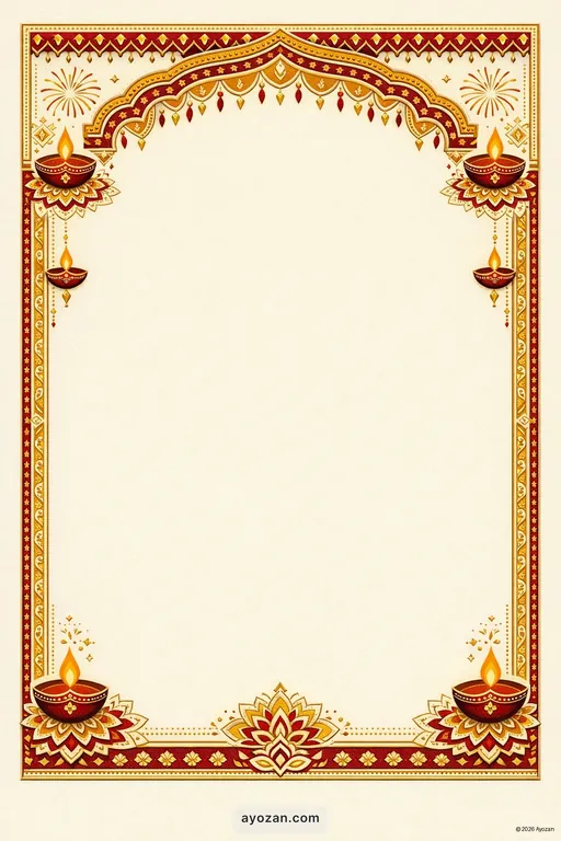 Andhra Traditional Diwali Telugu Card — Telugu Hindu Traditional Diwali invitation card design from Ayozan