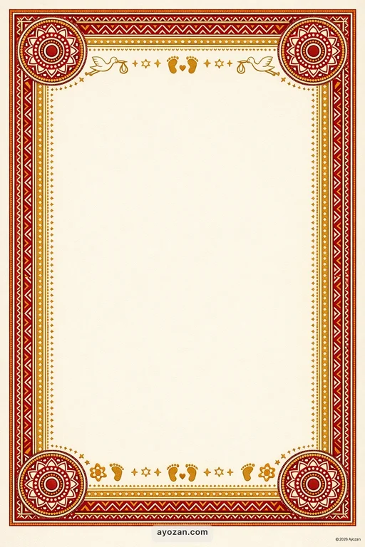 Uttarakhand Baby Shower · Classic — Uttarakhandi Hindu Traditional Baby Shower invitation card design from Ayozan