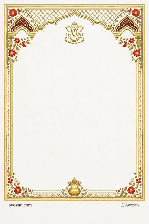 Rajasthani Housewarming · Floral — Rajasthani Hindu Botanical Housewarming invitation card design from Ayozan