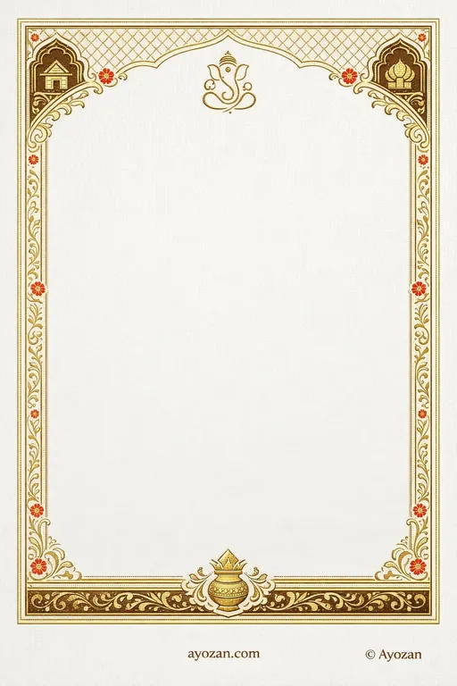 Rajasthani Housewarming · Ornate — Rajasthani Hindu Ornate Housewarming invitation card design from Ayozan