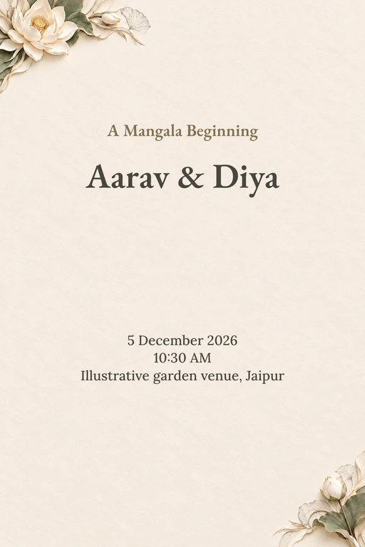 Lotus & Paper — Complete Wedding Suite — Buddhist Modern Wedding suite invitation card design from Ayozan