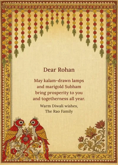 Kalamkari Subham — Diwali design