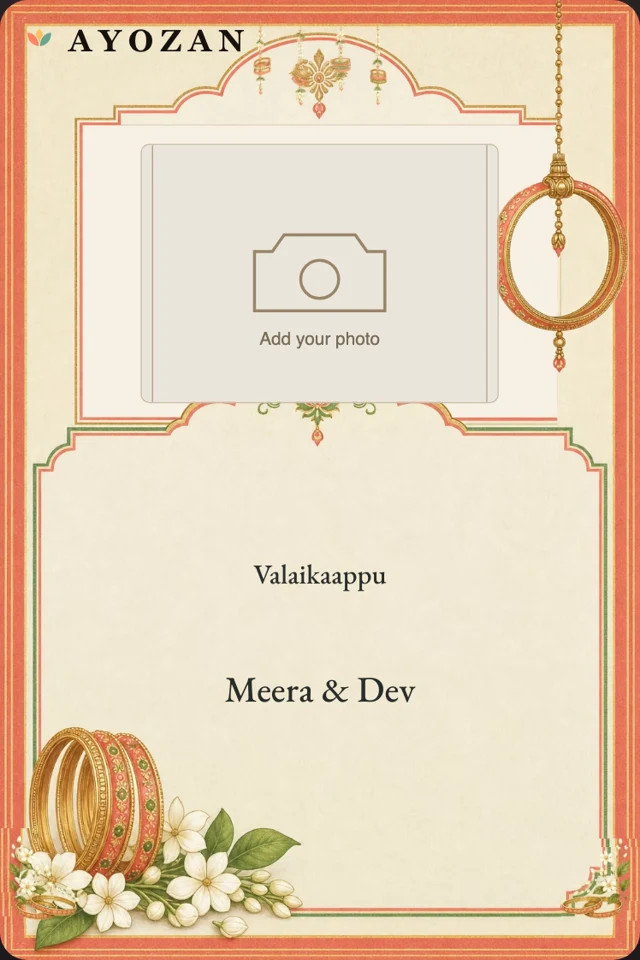 Bangles and Jasmine — Valaikaappu Photo Invitation