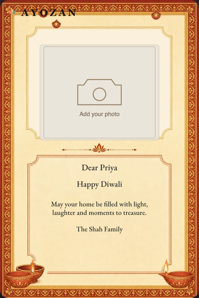 Diwali, From Our Home — Family Photo Diwali Greeting