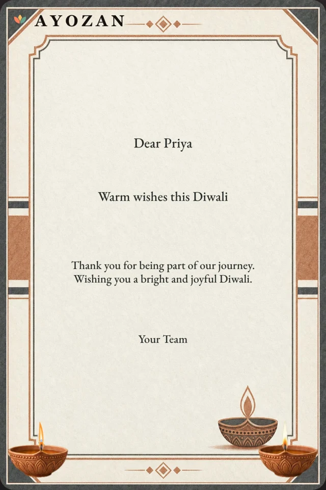 Warm Wishes, Our Team — Corporate Diwali Greeting