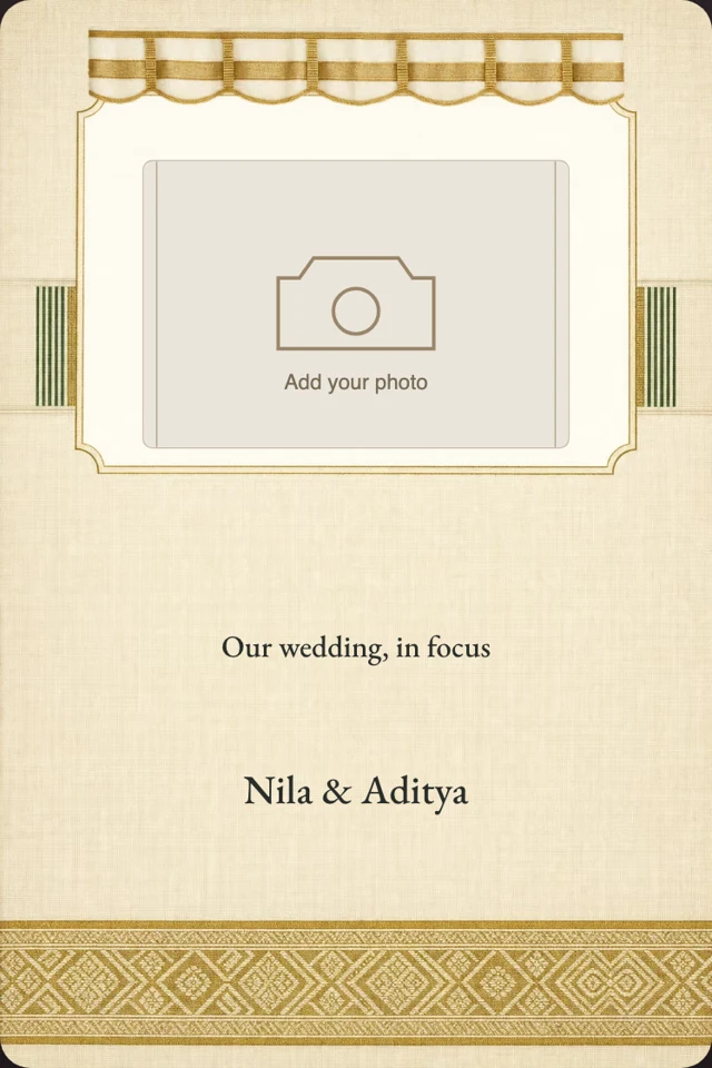 Kasavu Portrait — Kerala Photo Wedding Invitation