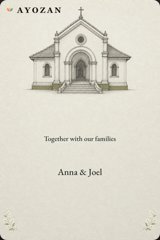 Chapel in Pencil — Pencil Sketch Church Wedding Invitation
