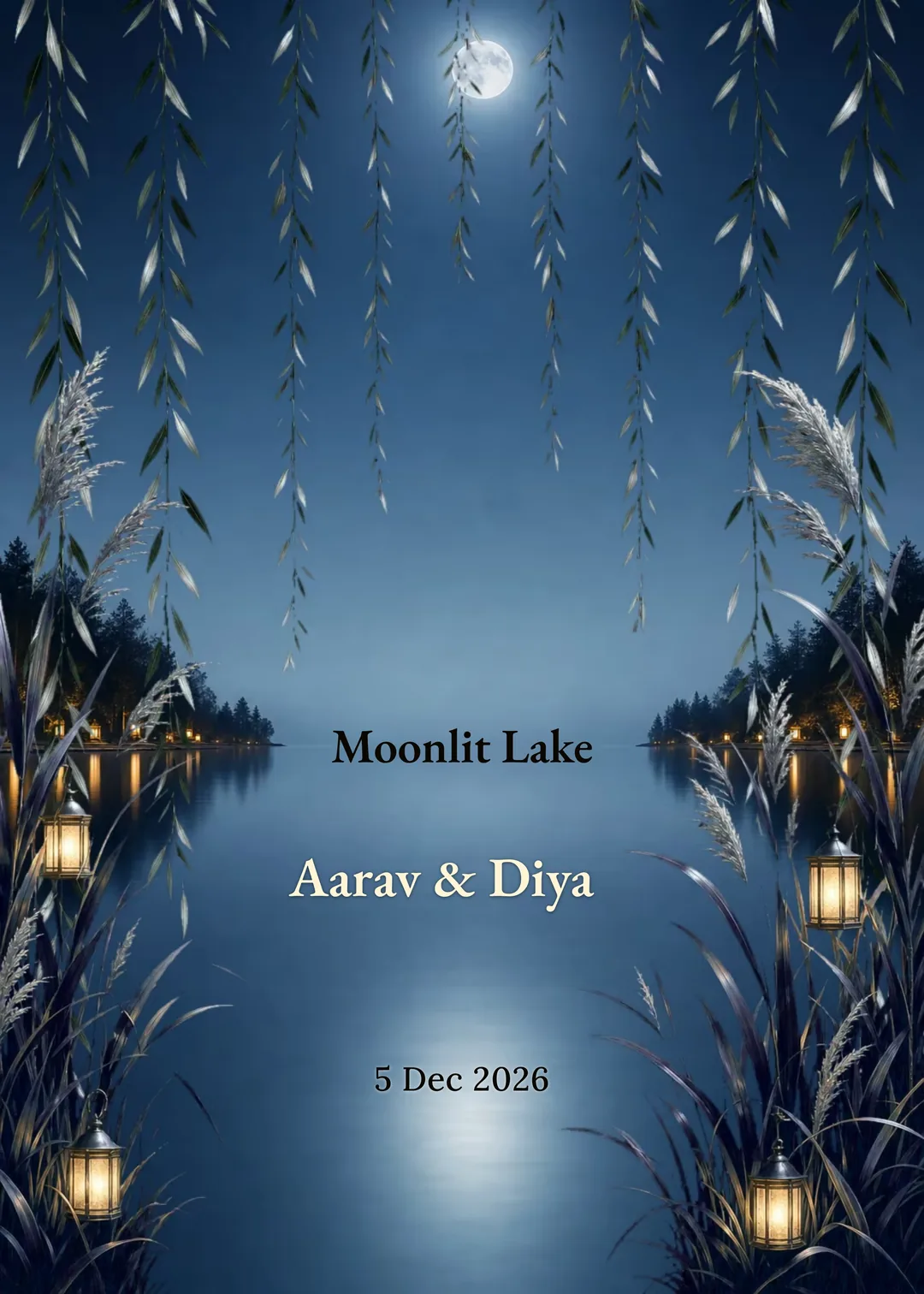 Moonlit Lake: finished anniversary invitation