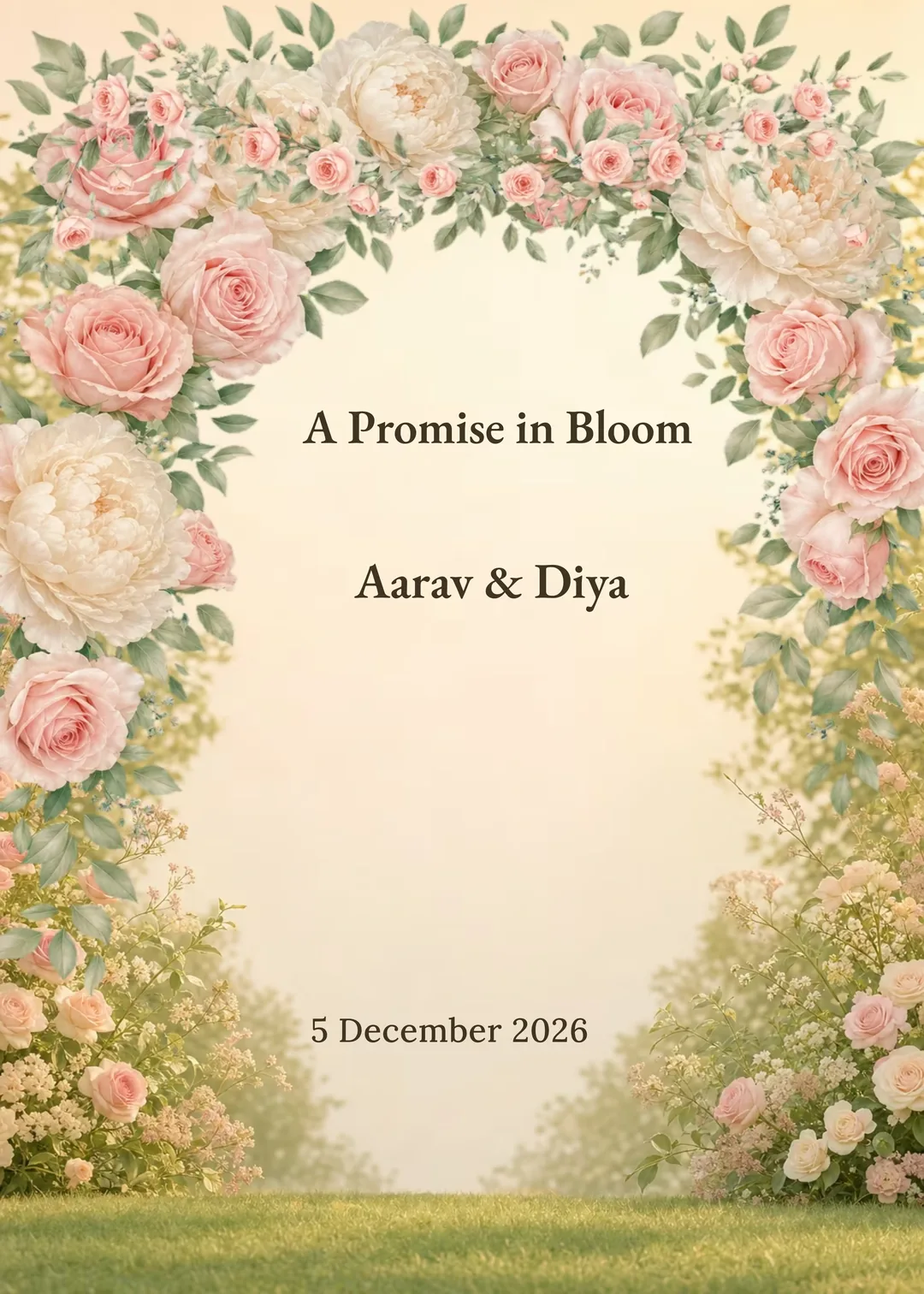 Garden Floral Arch: finished engagement invitation